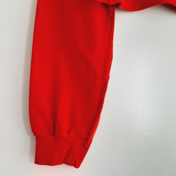 Divided by H&M | 1990 Gold Lion Print Crop Long Slv Crewneck Pullover Top Red M - Picture 5 of 16